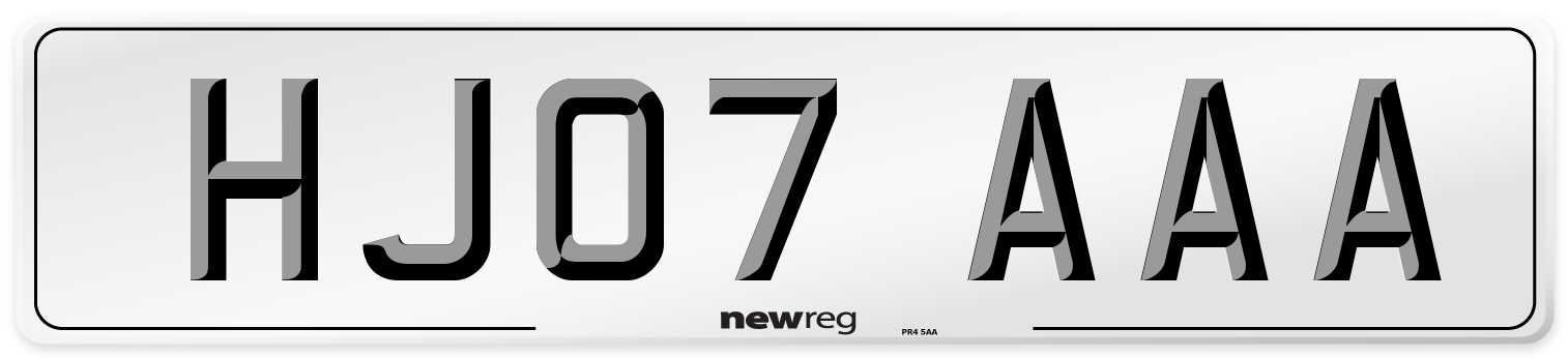 HJ07 AAA Number Plate from New Reg